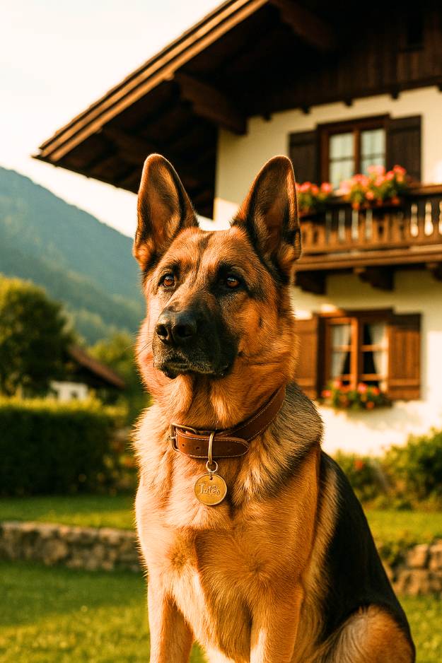 german shepherd in rural germany