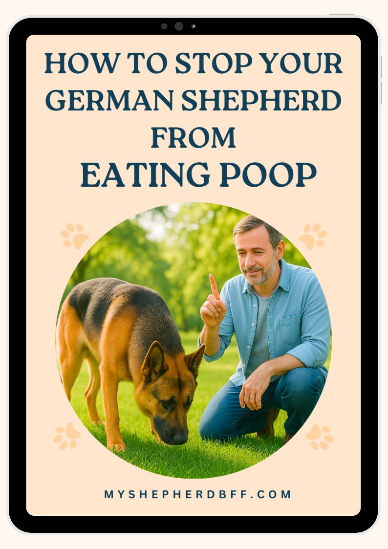 how to stop your gsd from eating poop - ebook, myshepherdbff